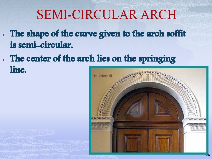 SEMI-CIRCULAR ARCH § § The shape of the curve given to the arch soffit