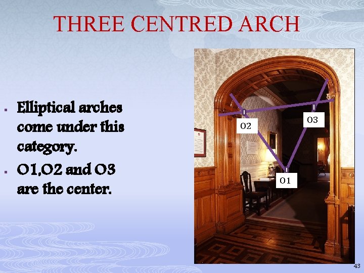 THREE CENTRED ARCH § § Elliptical arches come under this category. O 1, O