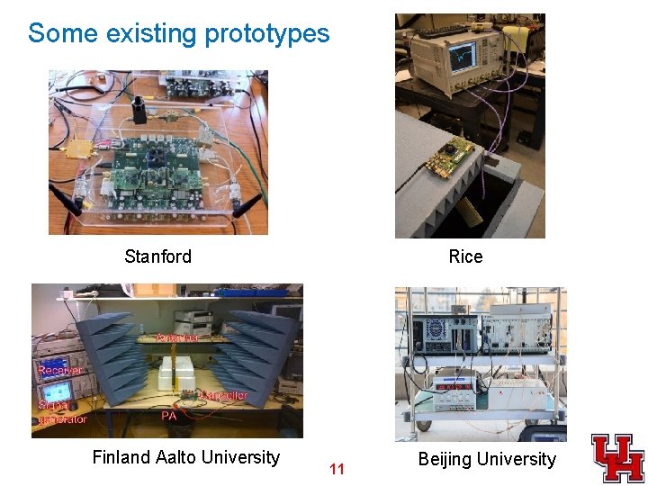 Some existing prototypes Stanford Finland Aalto University Rice 11 Beijing University 