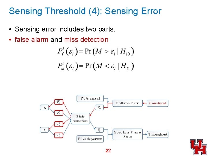 Sensing Threshold (4): Sensing Error • Sensing error includes two parts: • false alarm