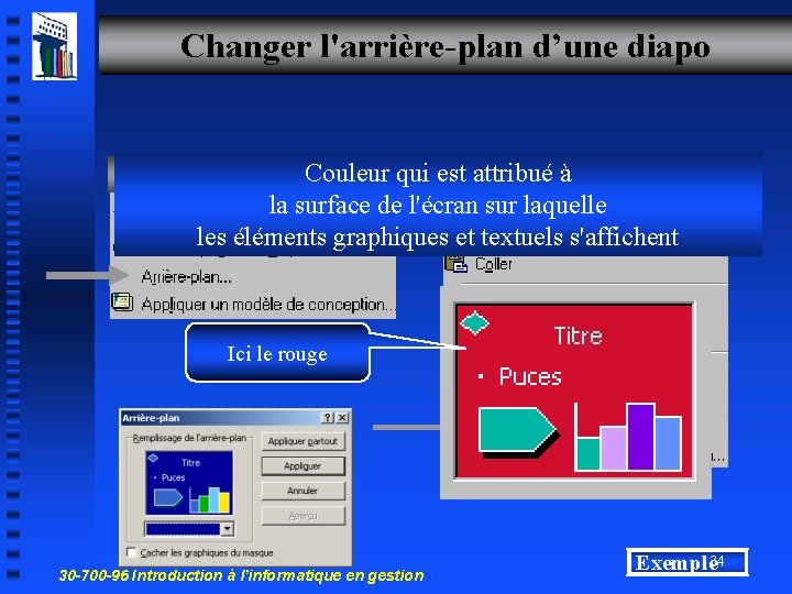 Changer l'arrière-plan d’une diapo Couleur qui Menu Format est attribué Menu àContextuel la surface