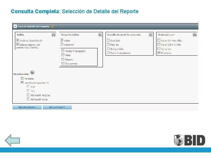 Consulta Completa: Selección de Detalle del Reporte 