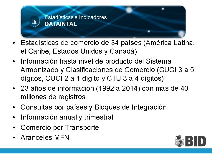  • Estadísticas de comercio de 34 países (América Latina, el Caribe, Estados Unidos