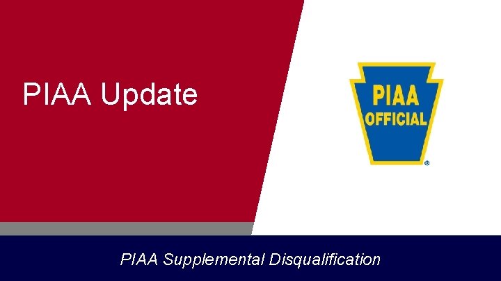 PIAA Update PIAA Supplemental Disqualification 