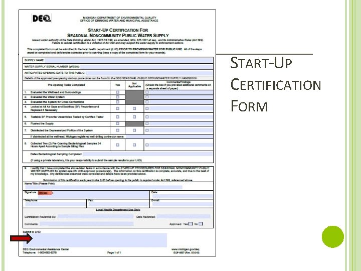 START-UP CERTIFICATION FORM 