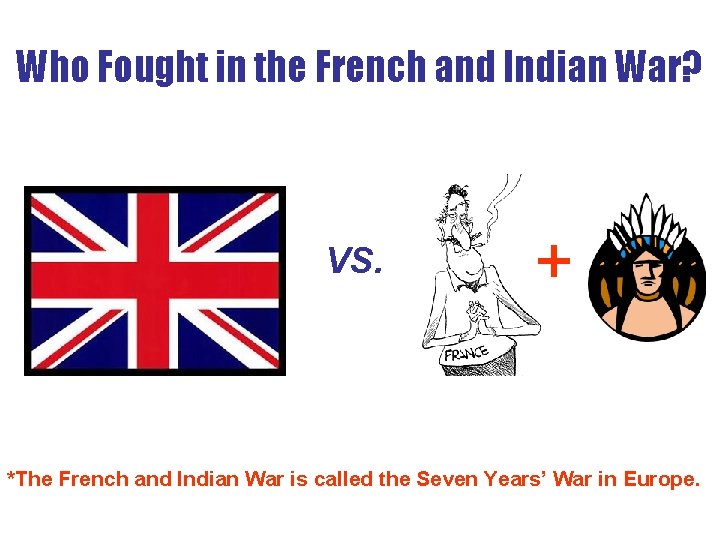 Who Fought in the French and Indian War? VS. + *The French and Indian