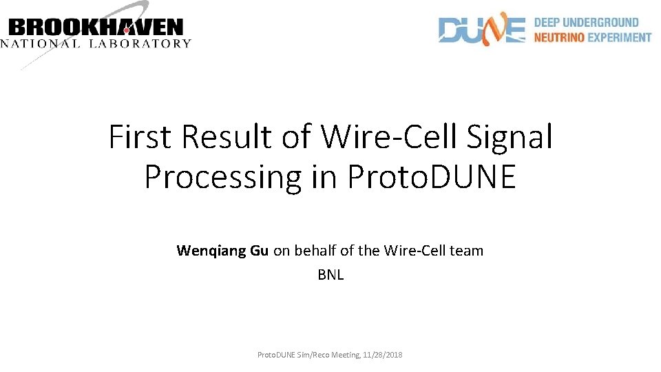 First Result of Wire-Cell Signal Processing in Proto. DUNE Wenqiang Gu on behalf of