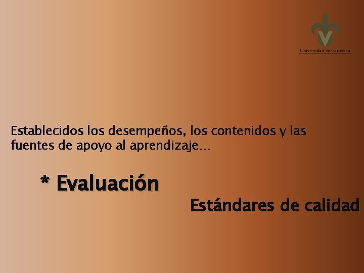 Establecidos los desempeños, los contenidos y las fuentes de apoyo al aprendizaje… * Evaluación