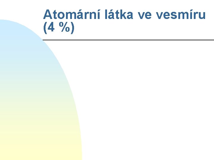 Atomární látka ve vesmíru (4 %) 