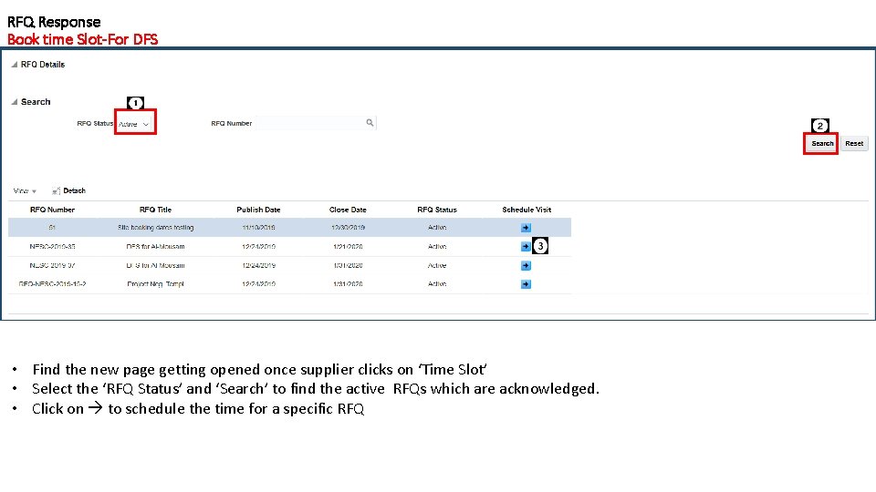 RFQ Response Book time Slot-For DFS • Find the new page getting opened once