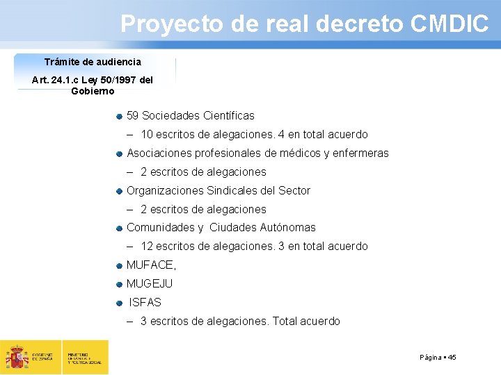 Proyecto de real decreto CMDIC Trámite de audiencia Art. 24. 1. c Ley 50/1997