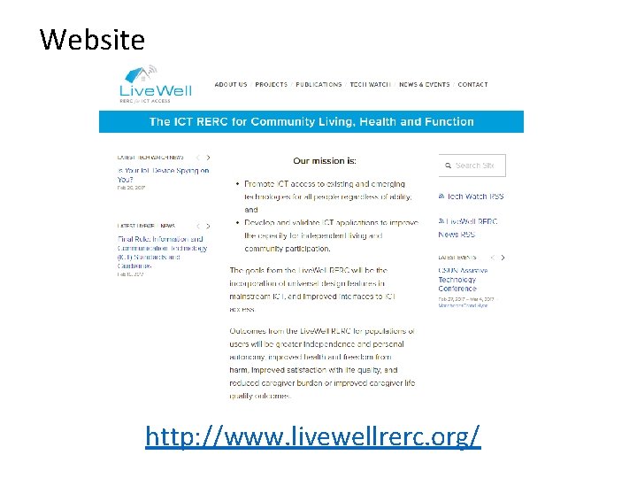 Website http: //www. livewellrerc. org/ 