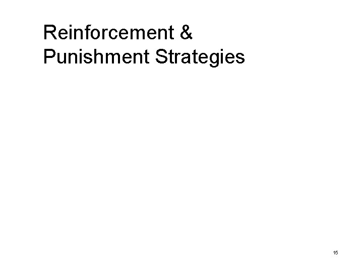 Reinforcement & Punishment Strategies 15 