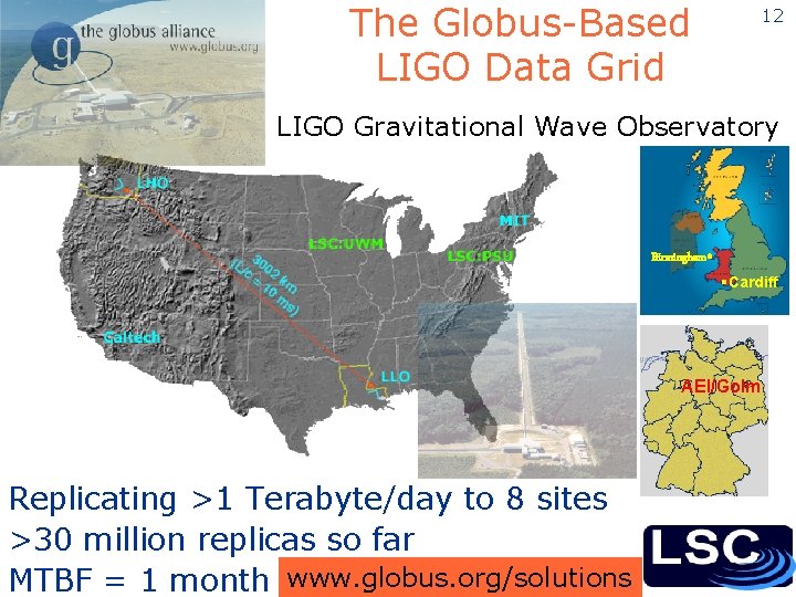 The Globus-Based LIGO Data Grid 12 LIGO Gravitational Wave Observatory Birmingham • §Cardiff AEI/Golm