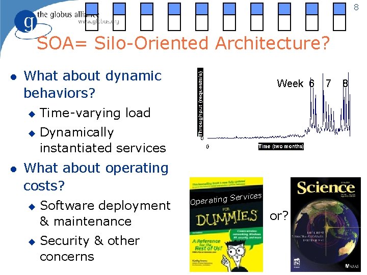 8 SOA= Silo-Oriented Architecture? l What about dynamic behaviors? u u l Time-varying load