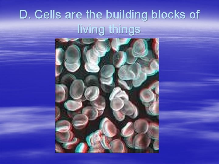 D. Cells are the building blocks of living things 