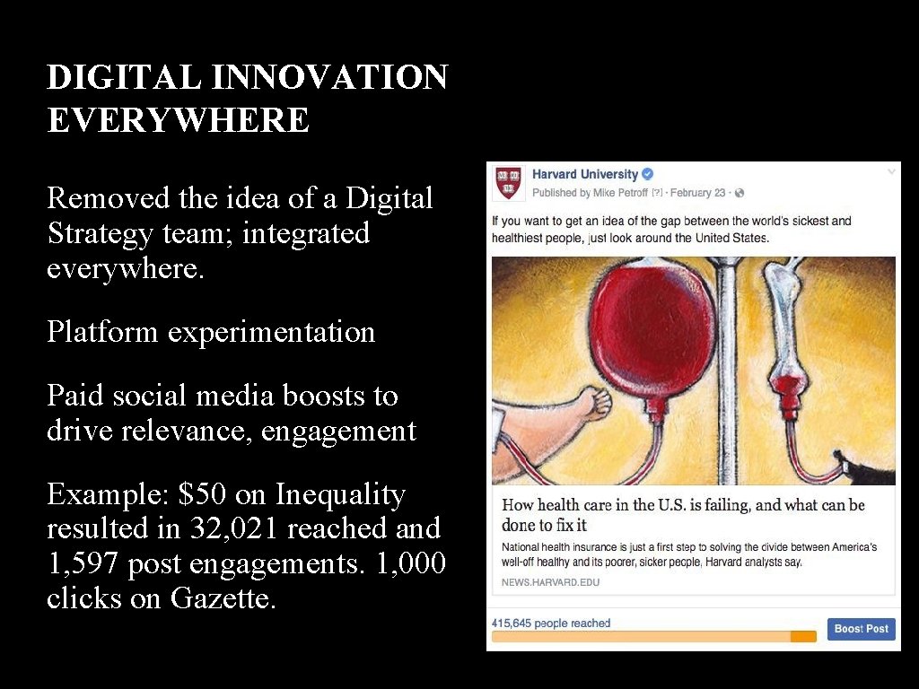 DIGITAL INNOVATION EVERYWHERE Removed the idea of a Digital Strategy team; integrated everywhere. Platform