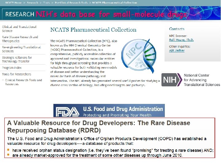 NIH’s data base for small-molecule drugs 