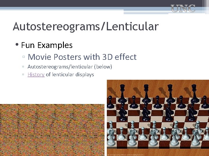 Autostereograms/Lenticular • Fun Examples ▫ Movie Posters with 3 D effect ▫ Autostereograms/lenticular (below)