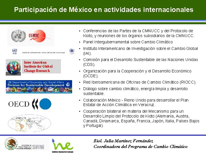 Participación de México en actividades internacionales • Conferencias de las Partes de la CMNUCC