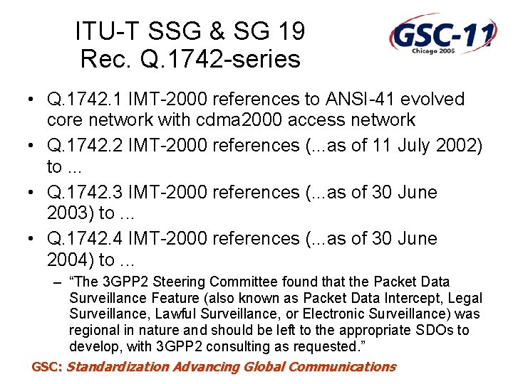 ITU-T SSG & SG 19 Rec. Q. 1742 -series • Q. 1742. 1 IMT-2000