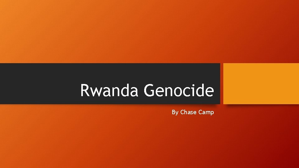 Rwanda Genocide By Chase Camp 