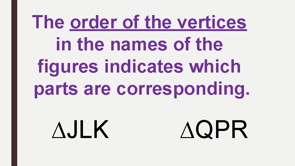 The order of the vertices in the names of the figures indicates which parts