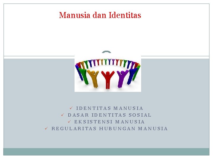 Manusia dan Identitas ü IDENTITAS MANUSIA ü DASAR IDENTITAS SOSIAL ü EKSISTENSI MANUSIA ü