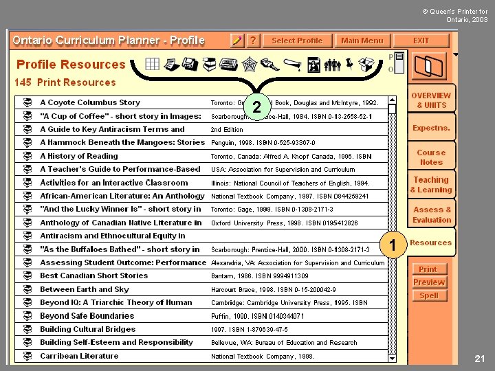 © Queen’s Printer for Ontario, 2003 2 1 21 