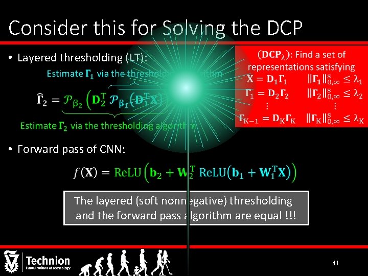 Consider this for Solving the DCP • Layered thresholding (LT): • Forward pass of