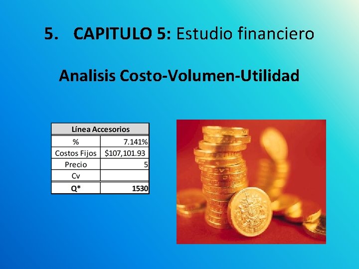 5. CAPITULO 5: Estudio financiero Analisis Costo-Volumen-Utilidad 