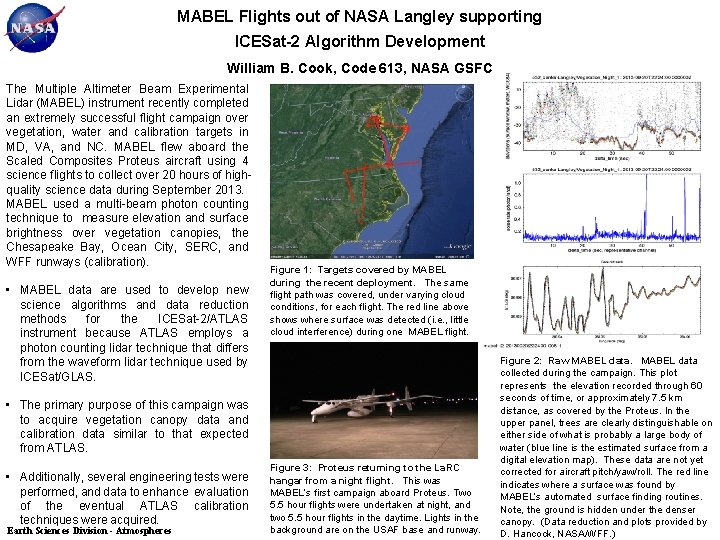 MABEL Flights out of NASA Langley supporting ICESat-2 Algorithm Development William B. Cook, Code