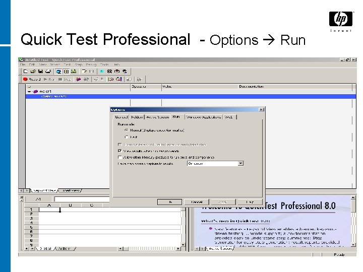 Quick Test Professional - Options Run 
