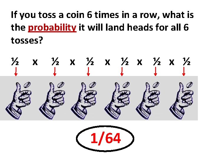 If you toss a coin 6 times in a row, what is the probability