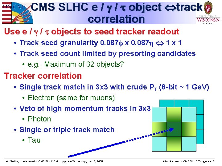 CMS SLHC e / / object track correlation Use e / / objects to