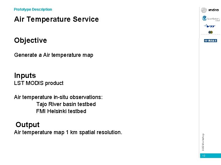 Prototype Description Air Temperature Service Objective Generate a Air temperature map Inputs LST MODIS