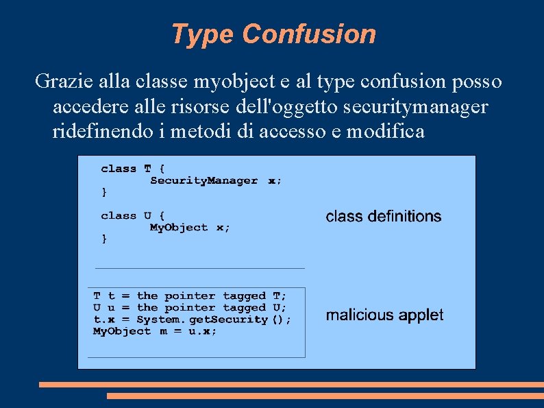 Type Confusion Grazie alla classe myobject e al type confusion posso accedere alle risorse