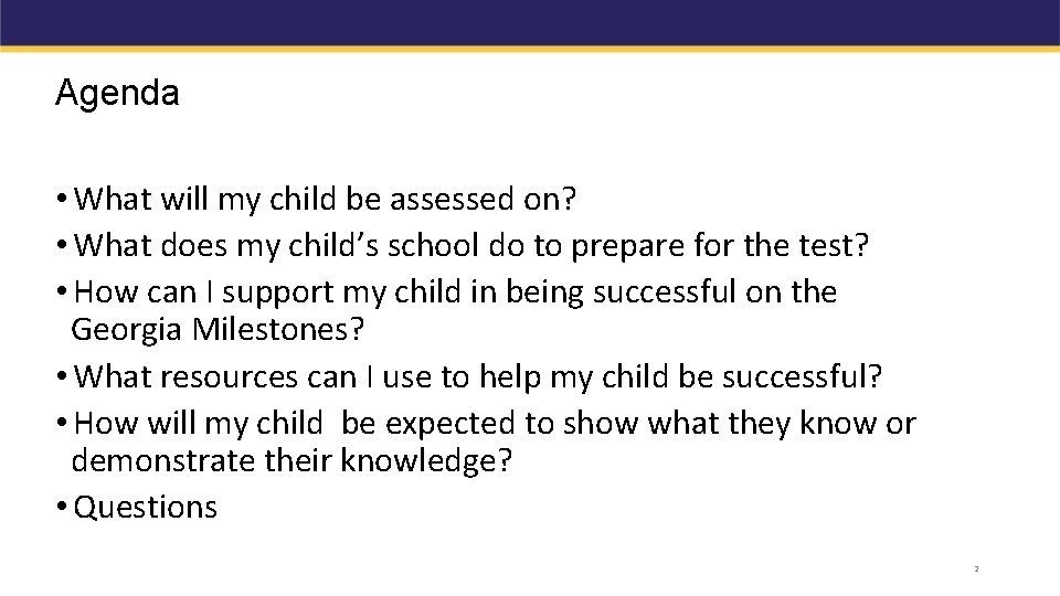 Agenda • What will my child be assessed on? • What does my child’s