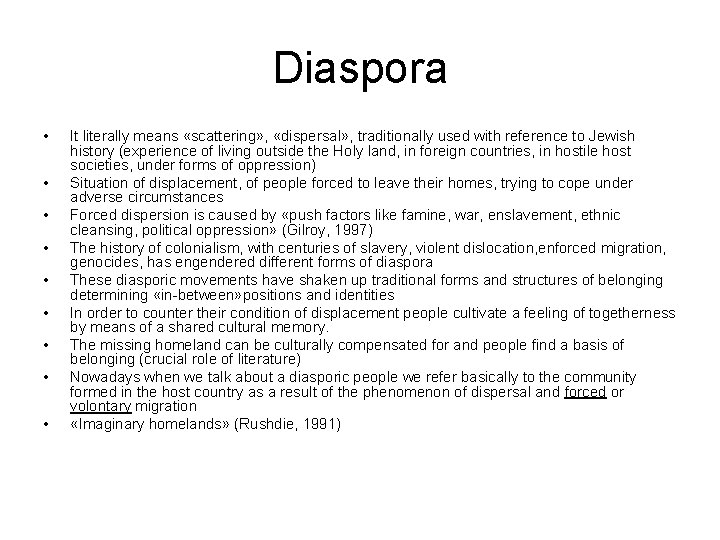 Diaspora • • • It literally means «scattering» , «dispersal» , traditionally used with