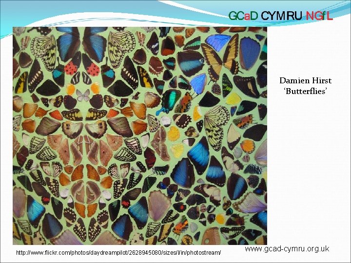 Damien Hirst ‘Butterflies’ http: //www. flickr. com/photos/daydreampilot/2628945080/sizes/l/in/photostream/ www. gcad-cymru. org. uk 