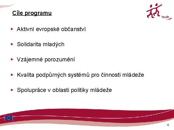 Cíle programu § Aktivní evropské občanství § Solidarita mladých § Vzájemné porozumění § Kvalita