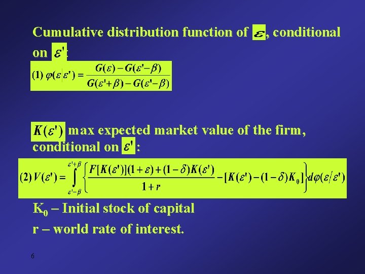 Cumulative distribution function of on : , conditional max expected market value of the Cumulative distribution function of on : , conditional max expected market value of the