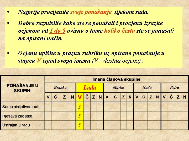  • Najprije procijenite svoje ponašanje tijekom rada. • Dobro razmislite kako ste se