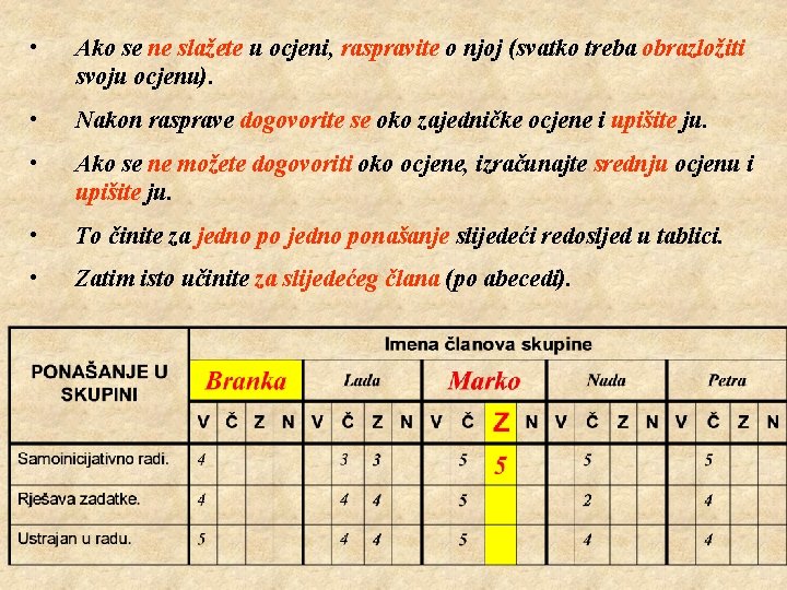  • Ako se ne slažete u ocjeni, raspravite o njoj (svatko treba obrazložiti