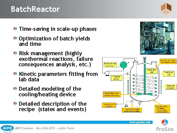 Batch. Reactor Time-saving in scale-up phases Optimization of batch yields and time Risk management
