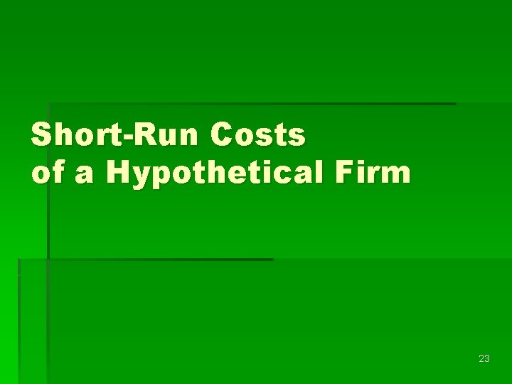 Short-Run Costs of a Hypothetical Firm 23 