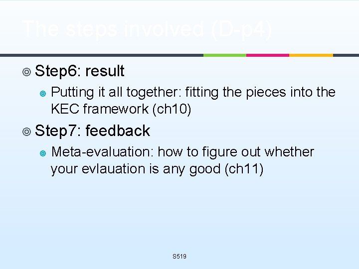 The steps involved (D-p 4) ¥ Step 6: ¥ Putting it all together: fitting