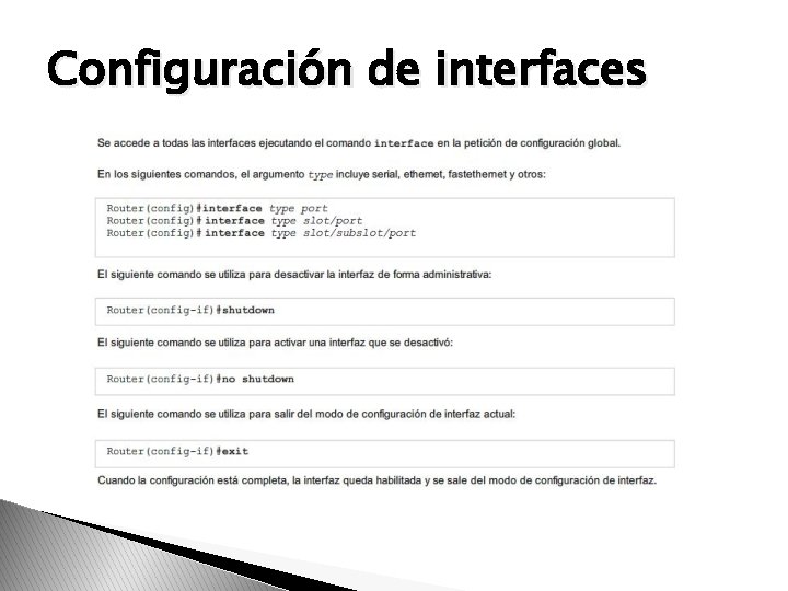 Configuración de interfaces 