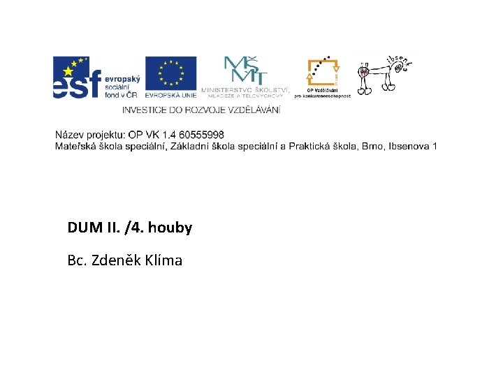 DUM II. /4. houby Bc. Zdeněk Klíma 