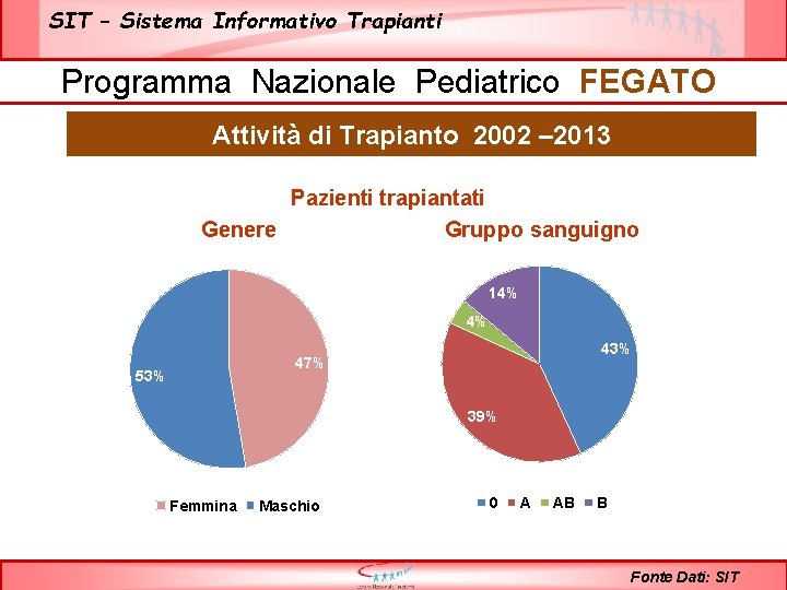 SIT – Sistema Informativo Trapianti Programma Nazionale Pediatrico FEGATO Attività di Trapianto 2002 –